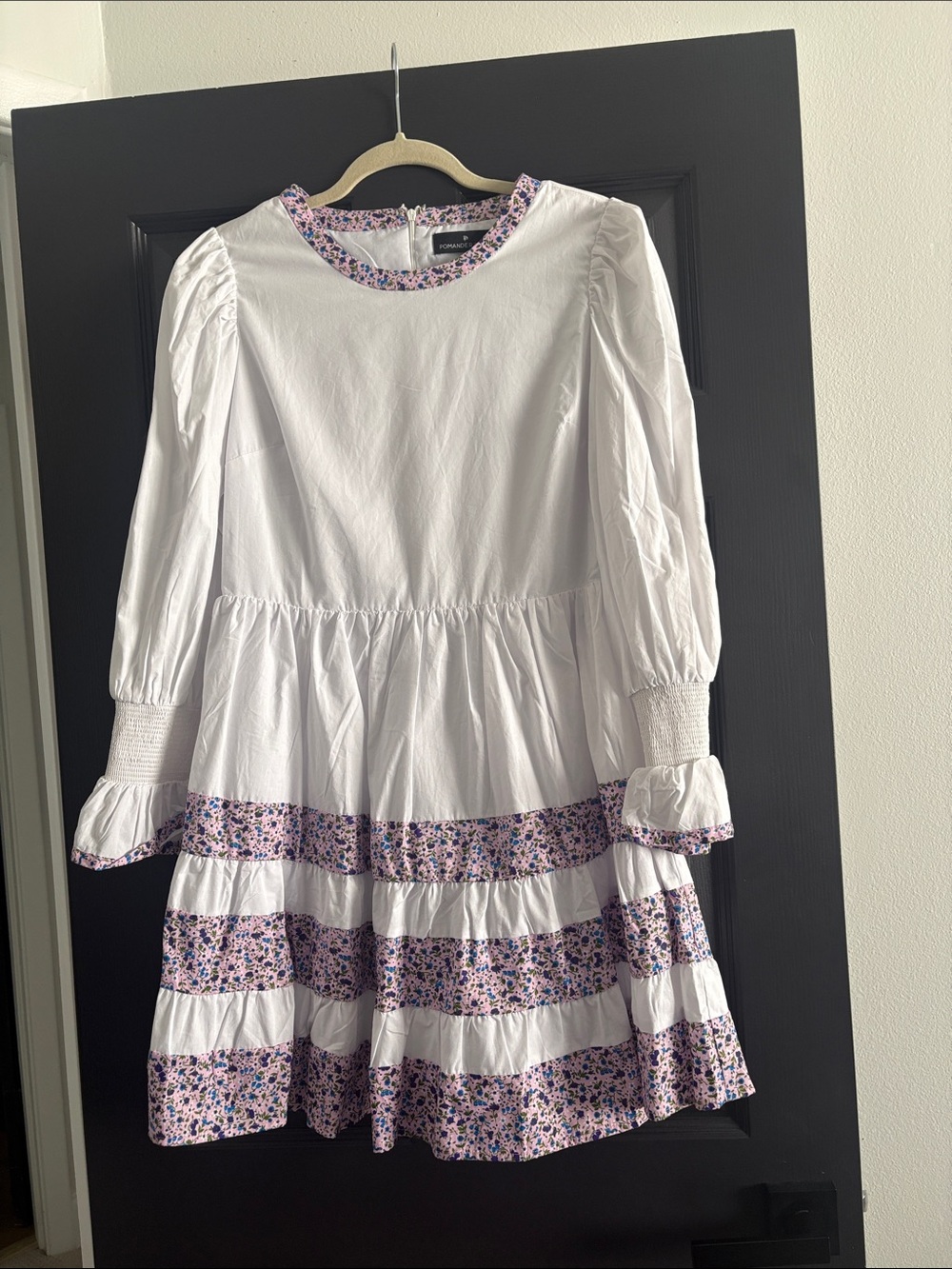 Tuckernuck White Mini Dress with Purple Floral Trim